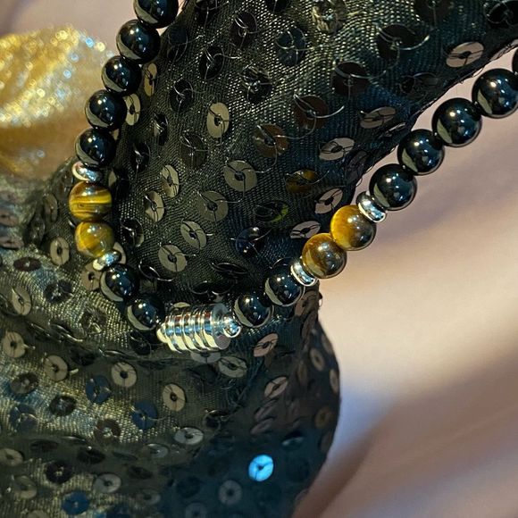 NWT GREAT FOR MEN UNISEX BECK TIGER EYE NECKLACE DESIGNER INSPIRED BLACK SILVER - Picture 9 of 12